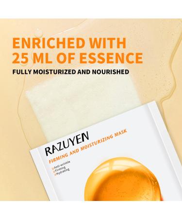 Firming & Moisturizing Sheet Masks with Hyaluronic Acid & Peptides | Anti-Aging Spa Facial Masks for Fine Lines & Wrinkles - Pack of 10 - Buy Online on GoSupps.com