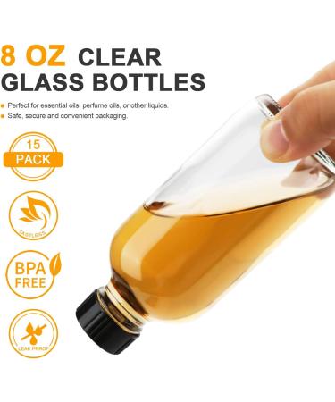 Lot de 20 bouteilles en verre transparent r utilisables avec couvercle herm tique pour shampoing apr s-shampooing huiles essentielles 237 ml - Buy Online on GoSupps.com