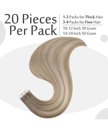Buy FSHINE Glue-In Real Hair Extensions | 30g Balayage Brown to Ash Blonde | 20 Pieces Tape-In 30cm #19/8/60 - Buy Online on GoSupps.com