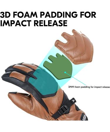 VGO Waterproof Ski Gloves for Men & Women | Cowhide Outdoor Gloves with 3M Thinsulate -30 /-22 F - Buy Online on GoSupps.com
