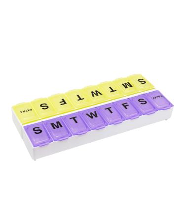 EZY DOSE Weekly (14-Day) Pill Case Medicine Planner Vitamin Organizer Large Snap Compartments Easy-To-Open BPA Free Color May Vary BPA Free Color May Vary Large (14-Day)