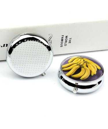 Travel-Friendly Banana Print Pill Box - 3 Compartment Portable Pill Organizer for Purse & Pocket - Buy Online on GoSupps.com