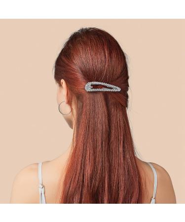 4PCS Silver Rhinestone Snap Hair Clips for Women - Shining Metal Hair Clips - Buy Online on GoSupps.com