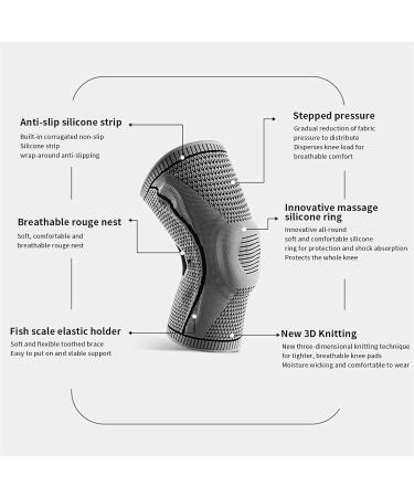 Amtrak Knee Brace - Compression Sleeve Support with Gel Pad & Stabilizers | Meniscus Tear, Arthritis, ACL Injury Relief | Size Large - Buy Online on GoSupps.com