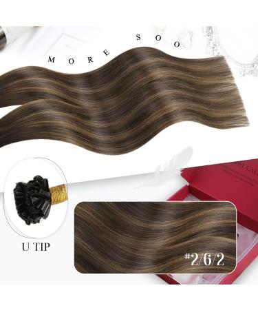 Moresoo 45cm Real Hair Bonding Extensions - #2/6/2 Darkest Brown & Medium Brown Keratin U-Tip - 50g Remy Hair Hot Fusion - Buy Online on GoSupps.com