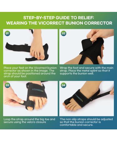 VICORRECT Bunion Corrector - Orthopedic Bunion Splint for Women and Men - Big Toe Straightener - Non-Surgical Hallux Valgus Correction - Day/Night Support (2PC) - Buy Online on GoSupps.com