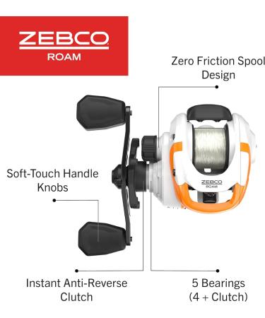 Zebco Roam BaitCast Fishing Rod and Reel Combo - Lightweight Fiberglass Right-Handed Sunset Chevron Design - International Shipping Available - Buy Online on GoSupps.com