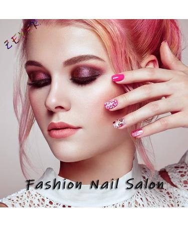 Valentine's Day French White Square Red Heart Press on Nails - 24 pcs Medium Length Acrylic Fake Nails for Women and Girls - Buy Online on GoSupps.com