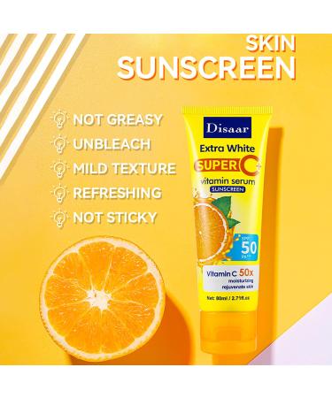Vitamin C Serum Sunscreen SPF 50 PA+++ - Hydrating UVA/UVB Protection & Skin Rejuvenation | 80ml - Buy Online on GoSupps.com