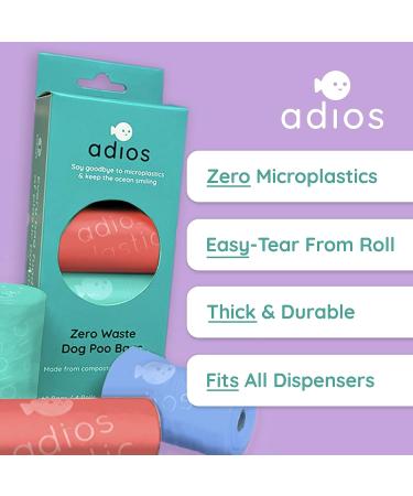 Adios Plastic Biodegradable Dog Poop Bags - Extra Thick Compostable Dog Poo Bags Made from Highest Rated EN13432 Certified Cornstarch | Leak Proof Dog Waste Bags in Rainbow Colour | 8 Rolls 120 Bags Rainbow 15 count (Pack of 8) - Buy Online on GoSupps.com