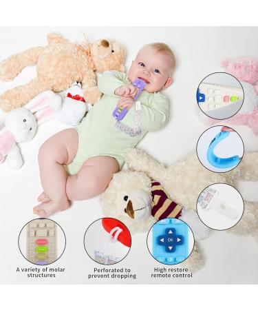 COSTOYFUN Remote Control Shape Silicone Teething Toys for Babies 0-18 Months - Baby Teether Toy Set (2 Pack) in Blue and Purple - Buy Online on GoSupps.com