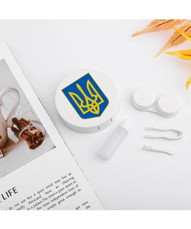 Coat of Arms of Ukraine Cute Contact Lens Case | Portable Round Contact Storage Box with Mirror for Travel & Outdoor Use - Buy Online on GoSupps.com