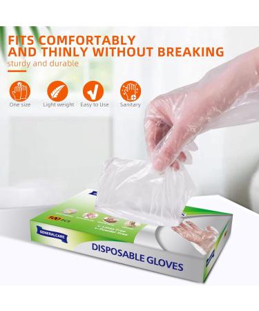 100 Pcs Disposable Plastic Gloves for Food Handling - Safe for Cooking Kitchen Cleaning and Food Prep - Buy Online on GoSupps.com