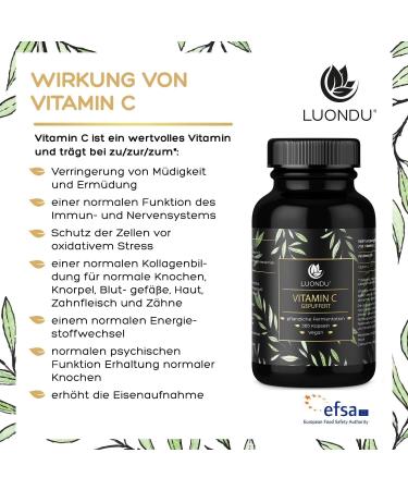 Buy Luondu Buffered Vitamin C 1000mg - 365 Vegan Capsules for Immune Health | Made in Germany - Buy Online on GoSupps.com