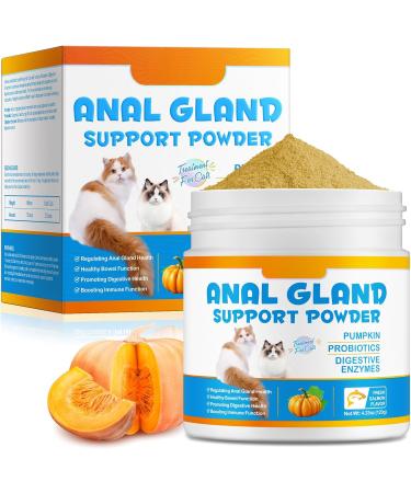 Anal Gland Support Powder for Cats with Pumpkin Probiotics and Digestive Enzymes for Bowel & Digestive Healthy Fresh Salmon Flavor 4.23oz - Buy Online on GoSupps.com
