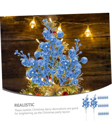SilteD 20pcs Fake Berry Stem cutting branch Tree Branches For Decoration christmas tree decorations berry branch decorate artificial berry Foam wreath christmas DIY berries Blue 19X5X5CM - Buy Online on GoSupps.com