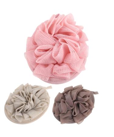 FRCOLOR 3Pcs Bath Sponges Shower Loofahs Soft Mesh Balls Sponge Large Solid Color Exfoliating Body Scrubber Bathing Accessories for Body Wash Bathroom Men Women