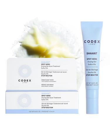 Codex Labs Shaant Spot Hero Acne Gel - Drying Gel - For Acne Prone Skin Oily Skin All Skin Types - With 5% Sulfur Green Tea Extract - Cruelty-Free Vegan Skincare (15ml)