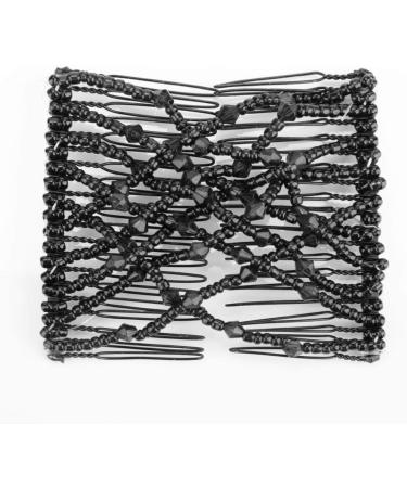 Magic Black Hair Combs Stretchable Beading Double Hair Slide Hair Accessories Double Hair Clip Hairpins Crystal Stretch Pearls Hair Suitable Women Girls Hair Beauty - Buy Online on GoSupps.com