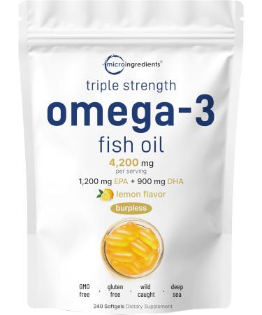 Triple Strength Omega 3 Fish Oil Supplements Fish Oil Burpless Enteric-Coated Technology 3000mg Per Serving 200 Softgels EPA 1200mg  DHA 900mg Deep Ocean Fish Wild Caught from Norwegian Sea 200 Count (Pack of 1) - Buy Online on GoSupps.com