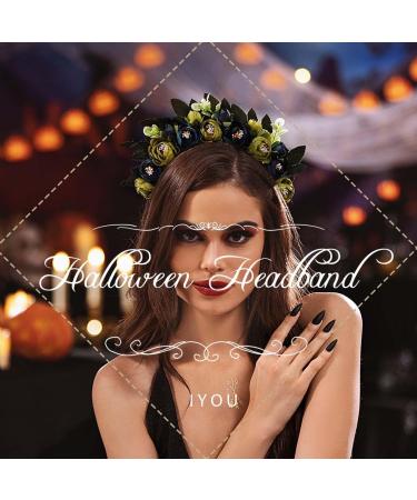 IYOU Flower Headband Floral Dark Blue Headpiece Festival Halloween Hair Accessories for Women and Girls - Buy Online on GoSupps.com