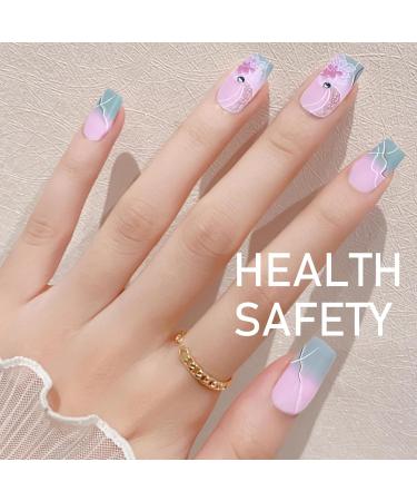 Acrylic Press On Nails False Nails Square Fake Nails with Glue Reusable Cute Press On Nails Gradient Flower Fake Nails with Designs Full Cover Medium Coffin - Buy Online on GoSupps.com