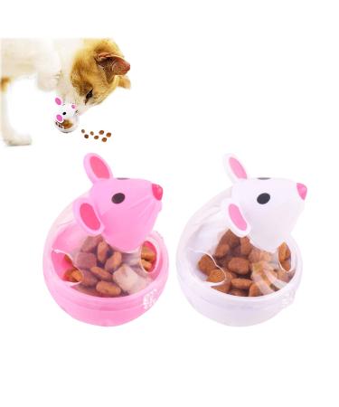 HUOXIG Cat Interactive Toy and Food Dispenser Treat Ball Cat Food Feeder Indoor Outdoor Cat Feeding Toys Transparent Mice Food Tumbler Pet interactive Toy Puzzle Play Toy Kids Toy -2PCS/Set