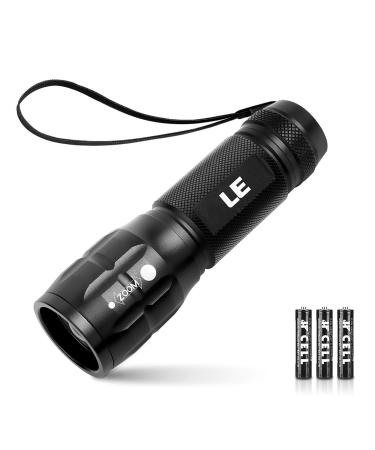 LE LED Flashlights LE1000 High Lumens, Bright Small Flashlight, Zoomable, Waterproof, Adjustable Brightness Flash Light for Outdoor, Emergency, AAA Batteries Included, Camping Accessories