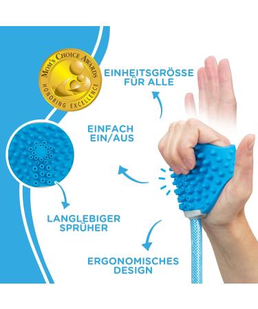 Aquapaw Dog Wash & Shower Attachment | Easy Pet Bathing Massaging & Cleaning | 8-Foot Hose Sprayer & Scrubber - Blue - Buy Online on GoSupps.com