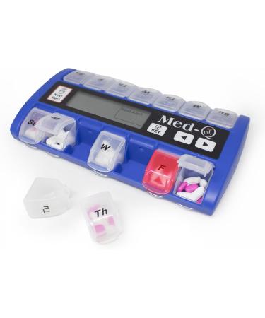 Buy Digital Pill Box Organizer with 2 Beep Reminder & LED Alert - Blue | International Shipping Available - Buy Online on GoSupps.com
