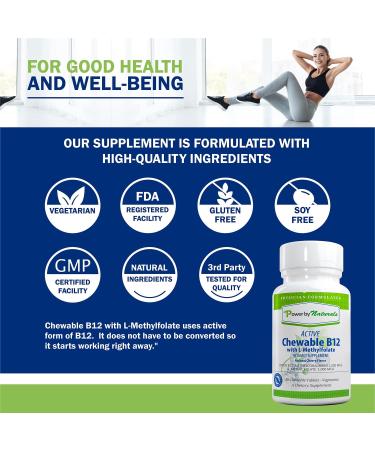 Power By Naturals Chewable Methylated B12 with L-Methyl Folate Supplement - Cherry Flavor 60 Tablets - Buy Online on GoSupps.com