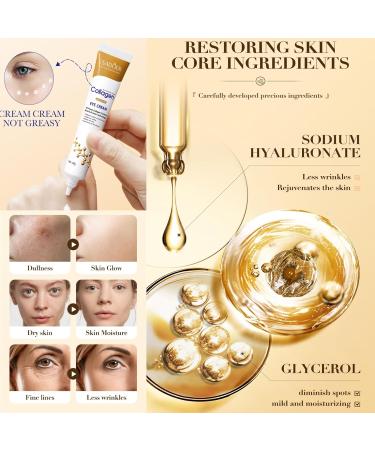 Collagen Eye Cream for Dark Circles and Puffy Eyes Instant Tightener Brighten Anti Aging Under Eye Repair Cream Hydrating Brightening Moisturiser Eye Bags Remover Wrinkle Filler Eye Serum(20g) - Buy Online on GoSupps.com