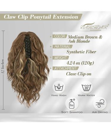 Buy BARSDAR 30cm Wavy Clip-in Ponytail Extension - Multi-Layered Synthetic Hair in Brown & Blonde Highlights for Women & Girls - Buy Online on GoSupps.com