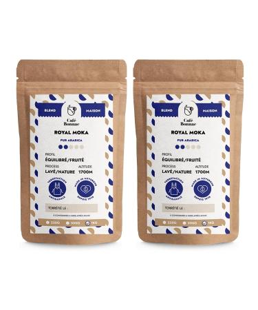 Caf Bonnac Lot de 2 1 kg | Caf Moulu Blend Royal Moka | 100% Arabica Gourmand Et Subtil | Notes De Moka Cacao Et Fruits Rouges | Torr faction Artisanale Fran aise 1 kg (Lot de 2) 2