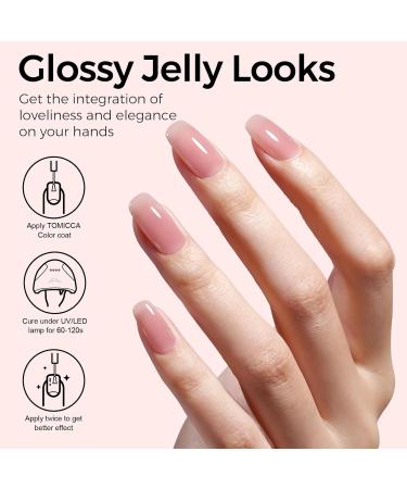 TOMICCA Pink Gel Nail Polish - Clear Pink & Nude Shades for DIY French Manicure | Soak Off UV Jelly Polish - Buy Online on GoSupps.com