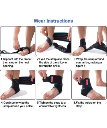 Beister Adjustable Compression Ankle Brace Elastic Foot Support Wrap Sprains Foot Brace for Sports Protect Arthritis Plantar Fasciitis Achilles Tendonitis Blue 1 Pair (Pack of 1) - Buy Online on GoSupps.com