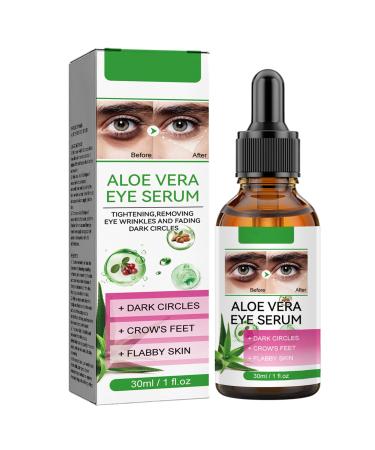 Aloe Vera Eye Serum 30ml Eye Serum for Dark Circles and Puffiness - Eye Skincare Serum for Anti Aging Wrinkle Eye Bags Removal Fade Fine Lines Hydrating Soothing Relieve Eye Fatigue and Dullness