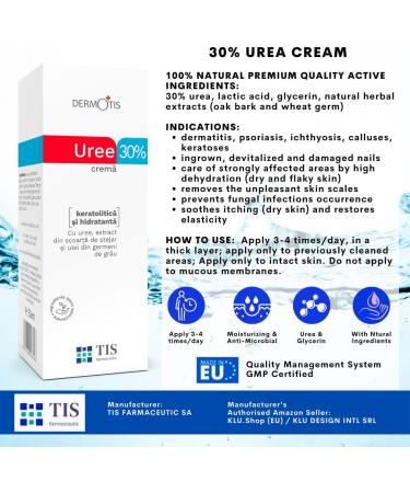 TIS UREA Cream 30% - Treat Eczema Psoriasis & Dry Skin | 2 x 50g | AHA & Wheat Germ Oil | Improve Wounds & Scars - Buy Online on GoSupps.com