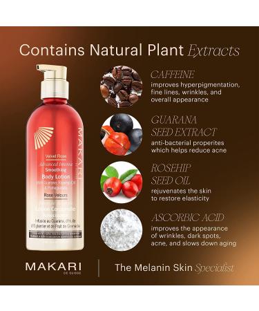 Makari Velvet Rose Advanced Smoothing Body Lotion | Anti-Aging Moisturizing Brightening Cream with Guarana Rosehip Oil Pomegranate & Collagen | 476g - International Shipping - Buy Online on GoSupps.com