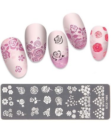 Niceneeded Nail Art Stamping Plates Image template with 24 different forms of flowers Rose Sunflower for Nail Design Manicure Print Diy Nail Design Nailack Transfer Tools (Blume 4) style 4
