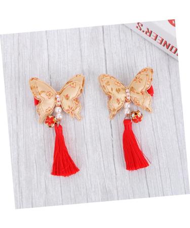 ibasenice 2 Pairs Chinese Style Hairpin Tassels Barrettes Party Hair Clip Kids Hairpin for New Year Bows Hair Clips New Year Bobby Pin Japanese-style Hairpin Child Girl Side Clip - Buy Online on GoSupps.com
