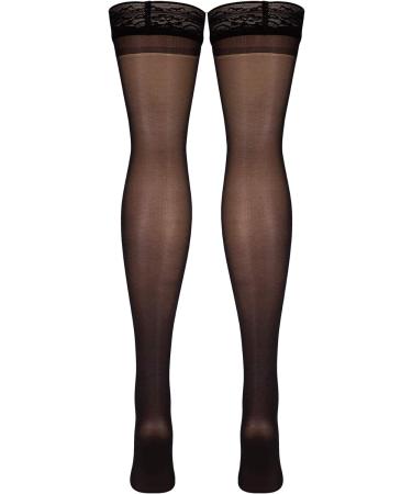 Truform Compression Sheer Thigh High Stockings - Black, Medium (8-15 mmHg) Pack of 2 - Buy Online on GoSupps.com