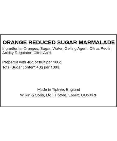 Wilkin & Sons Tiptree Orange Reduced Sugar Marmalade Medium Cut / 6 x 200g jars/Vegetarian Vegan Coeliac friendly/Gluten-Free/Made in the UK - Buy Online on GoSupps.com