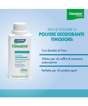 Timodore Deodorant Powder - Anti-Welding & Absorbing 100% Made in Italy 75g Ginger | Perfect for Excessive Sweating & Antibacterial Protection - Buy Online on GoSupps.com