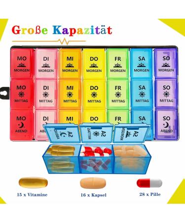 Zvzm 7-Day Pill Organizer - Large Compartments for Kids & Seniors | Weekly Tablet Box for Medication Management - Black - Buy Online on GoSupps.com