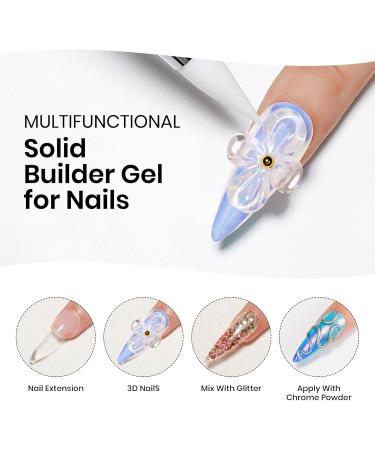 MIZHSE Solid Nail Builder Gel and 3D Nail Gel Kit All in 1 Kits with Chrome Powder and Silicone Nail Art Sculpture Pen Clear Gel Nail Extension 3D Sculpting Gel for Nails Strengthen Gel for Nails Art - Buy Online on GoSupps.com