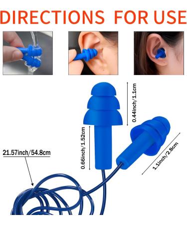 Daruite Silicone Earplugs for Swimming & Sleeping - 4 Pairs with Ribbon Reusable Noise Suppression Hearing Protection Waterproof with Storage Box - Buy Online on GoSupps.com