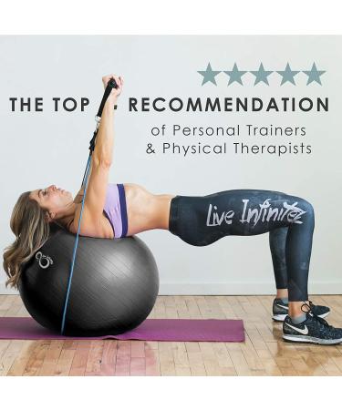 Live Infinitely Exercise Ball (55cm-95cm) Extra Thick Professional Grade Balance & Stability Ball- Anti Burst Tested Supports 2200lbs- Includes Hand Pump & Workout Guide Access Black 75 cm - Buy Online on GoSupps.com
