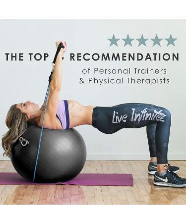 Live Infinitely 95cm Exercise Ball - Extra Thick Professional Grade Anti-Burst Stability Ball - Supports 2200lbs - Includes Hand Pump & Workout Guide - Black - Buy Online on GoSupps.com