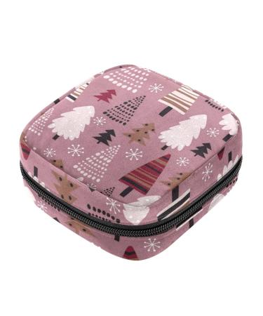 Guantierendiy Sanitary Napkin Storage Bag Portable Period Bag for Women Teen Girls Christmas Tree Menstrual Cup Pouch Nursing Pad Holder (Multicolor) Color 1